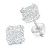 Moissanite & 925silver - Ice Palace Square［White Gold］