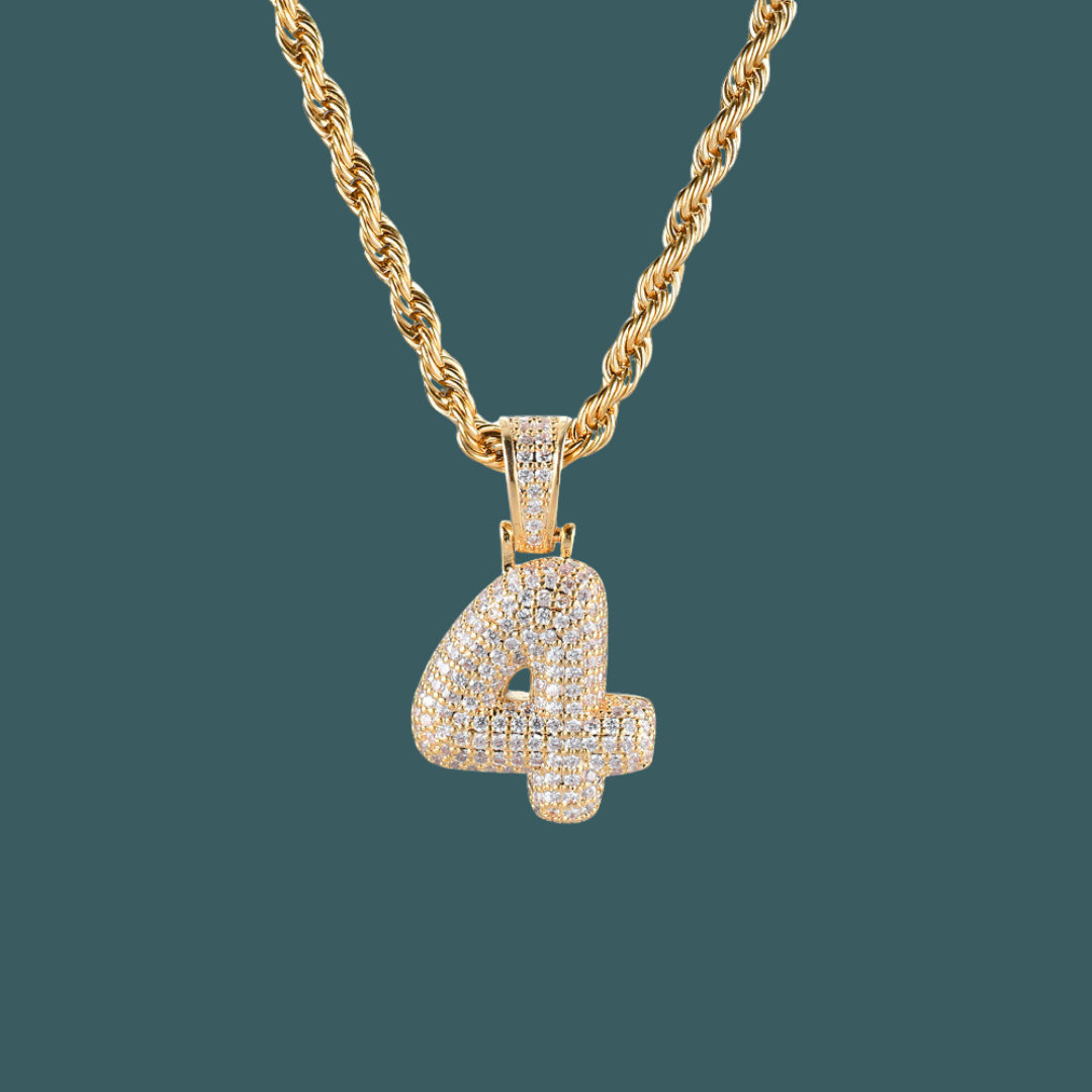 Custom Number Pendant - Bubble Initial【無料ネックレス付属】
