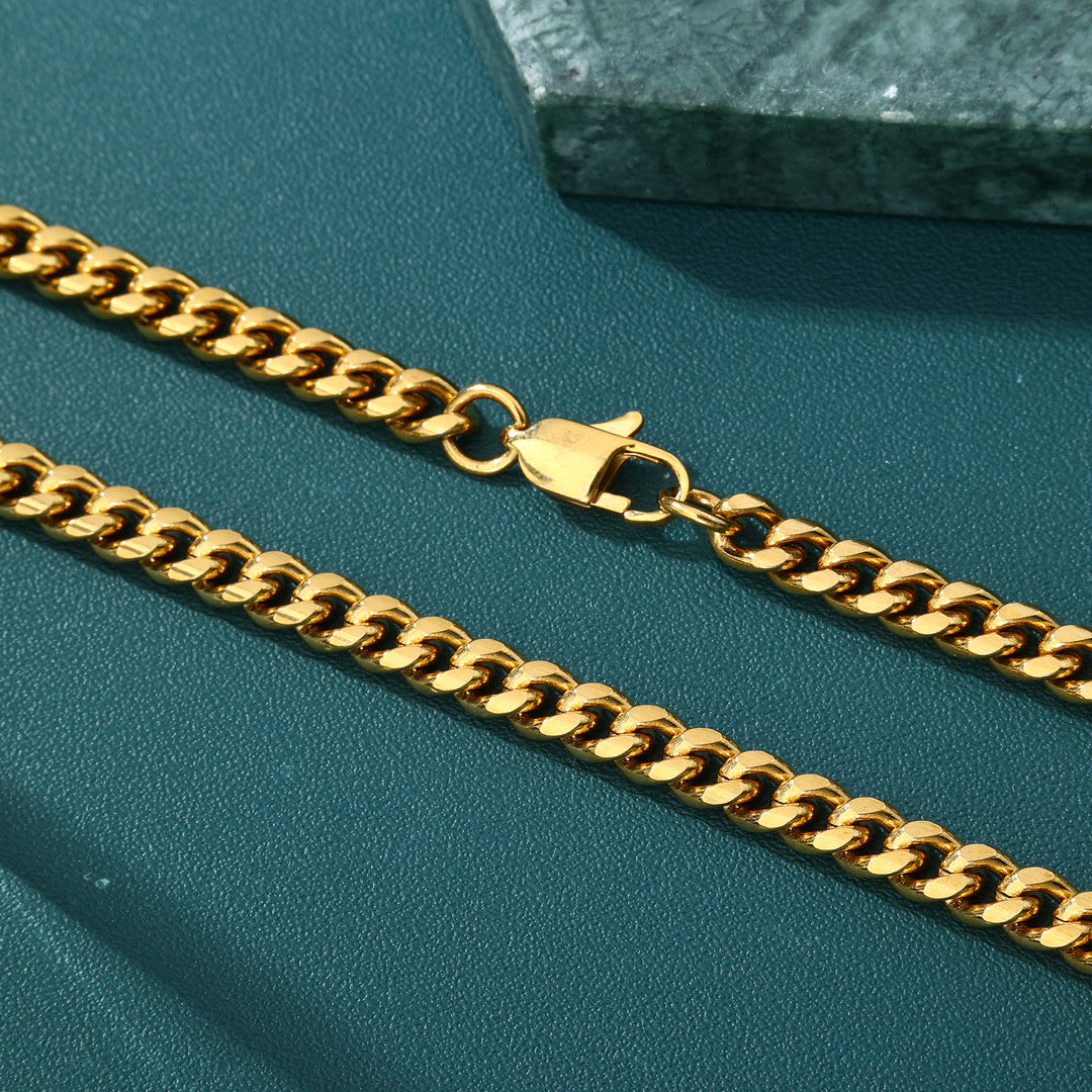 Cuban Chain Bracelet- 4mm〜8mm (Gold)