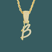 Custom Letter Pendant - Crossed Initial【無料ネックレス付属】