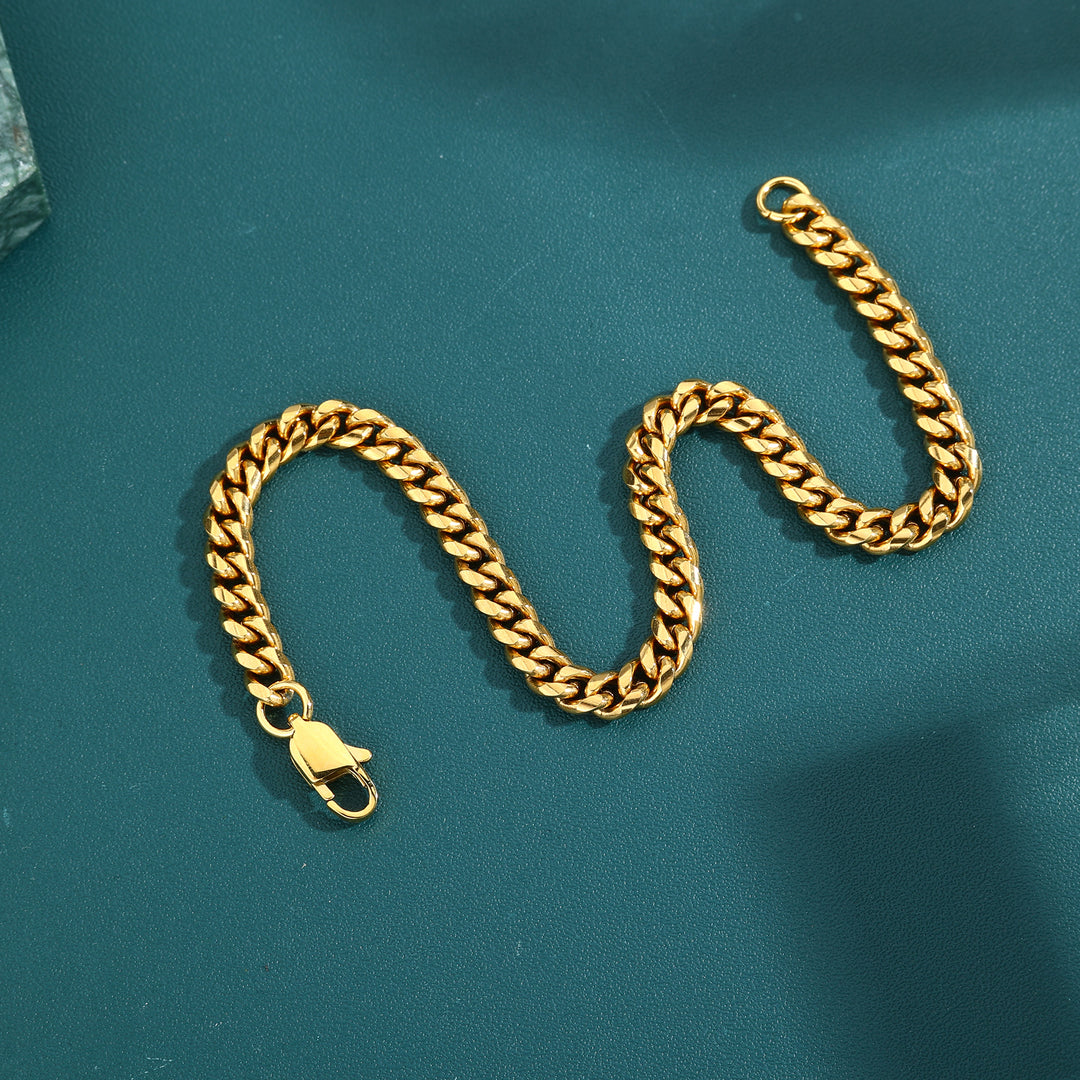 Cuban Chain Bracelet- 4mm〜8mm (Gold)