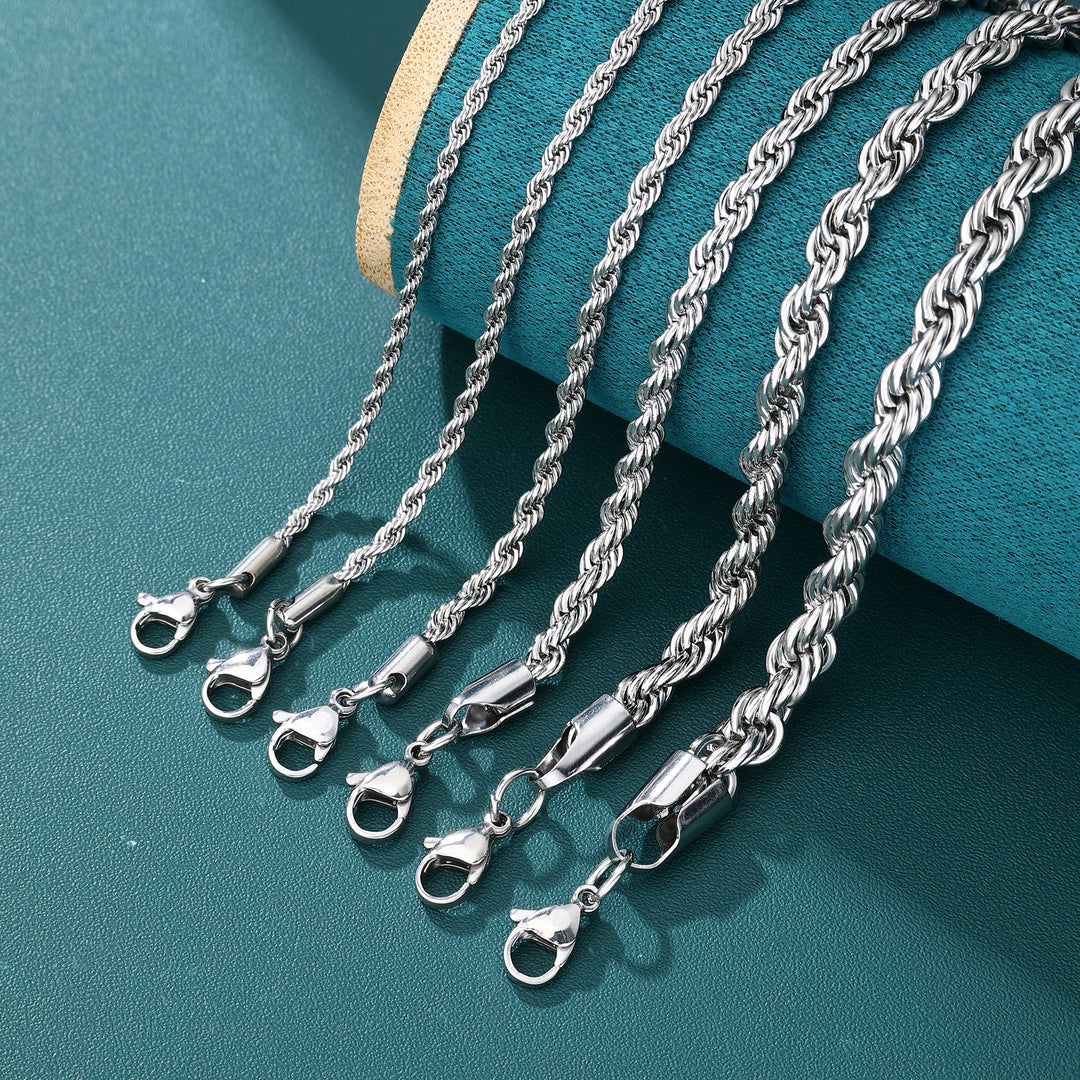 2mm Rope Chain Stack Rope Chain - 2mm〜6mm (White Gold) – EMPIRE HOLLYWOOD