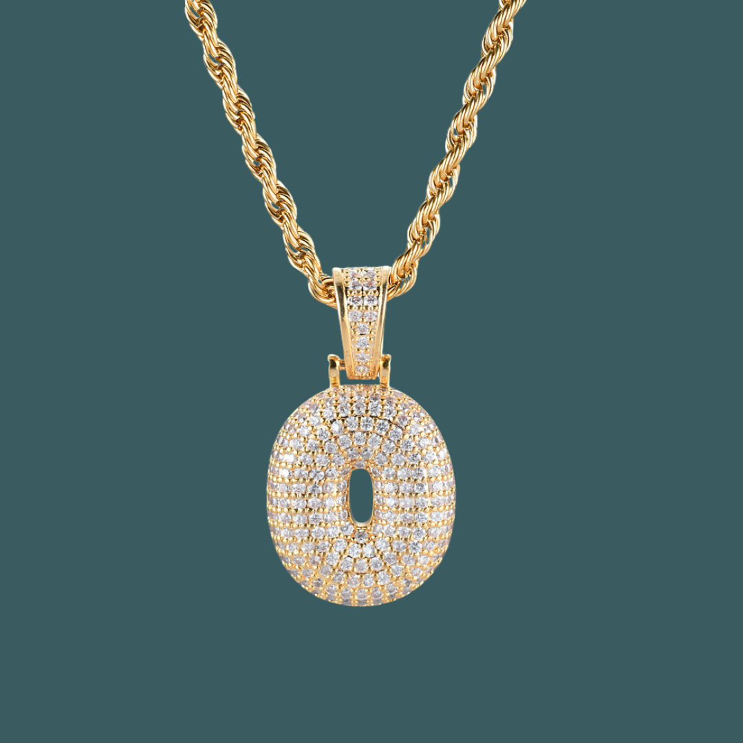 Custom Number Pendant - Bubble Initial【無料ネックレス付属】