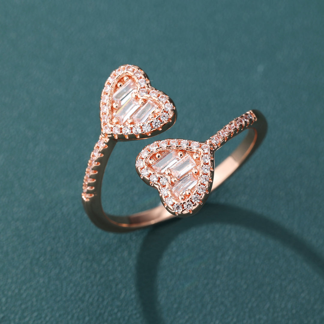 Eternal Duo Heart Ring - 17mm (Rose Gold)