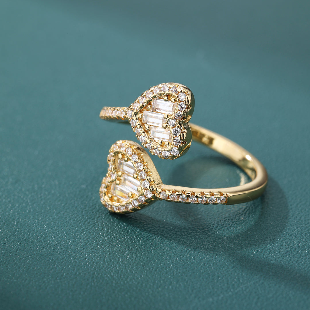 Eternal Duo Heart Ring - 17mm (18K Gold)