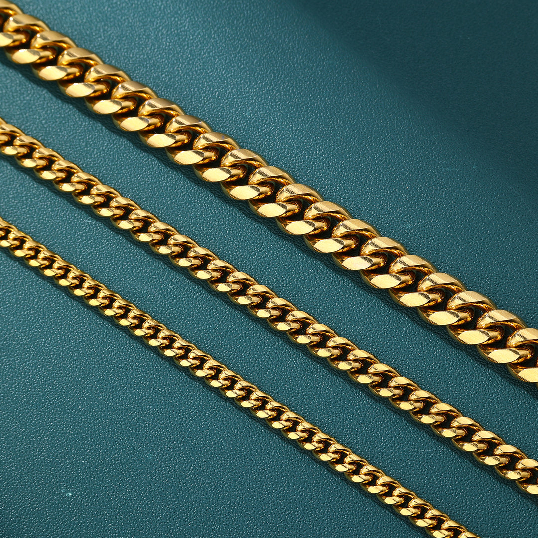 Cuban Chain Bracelet- 4mm〜8mm (Gold)