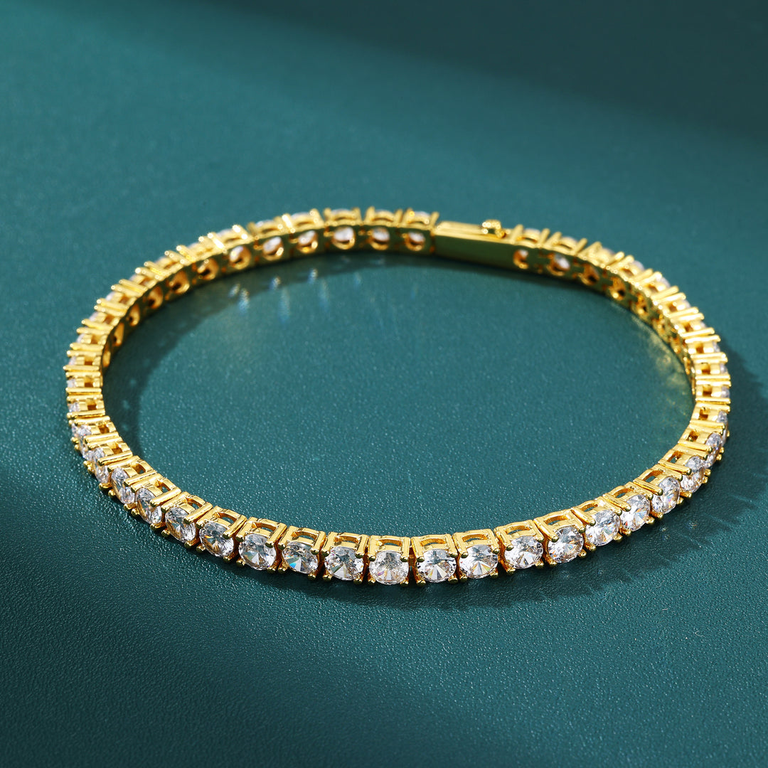 Tennis Chain Set 4mm - 18K Gold (ネックレス&ブレスレット)