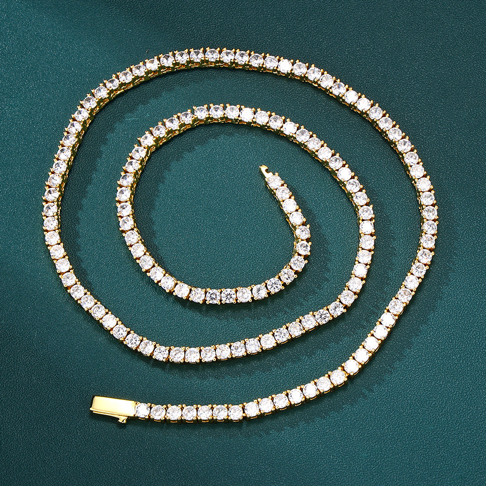 Tennis Chain Set 3mm - 18K Gold (ネックレス&ブレスレット)