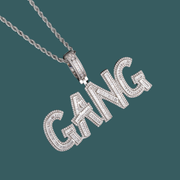 Custom Letter Pendant - Block Model (White Gold)【無料ネックレス付属】