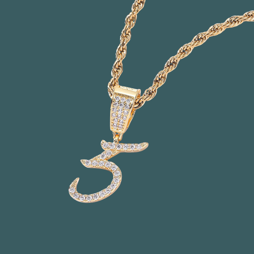 Custom Number Pendant - Script Model 【無料ネックレス付属】