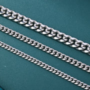 Cuban Chain Bracelet- 4mm〜8mm (White Gold)