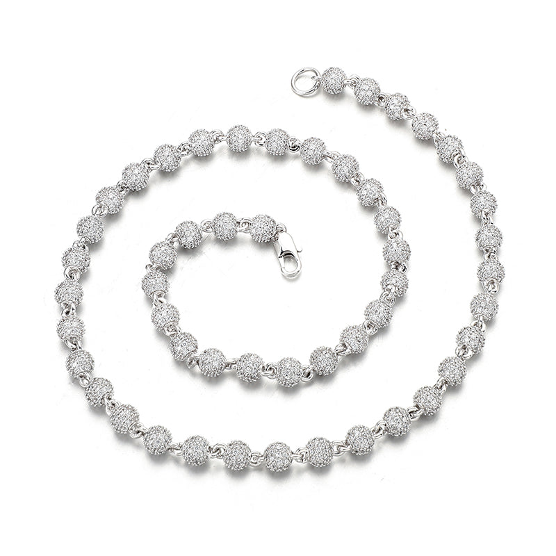 Iced Ball Chain - 6mm (White Gold)