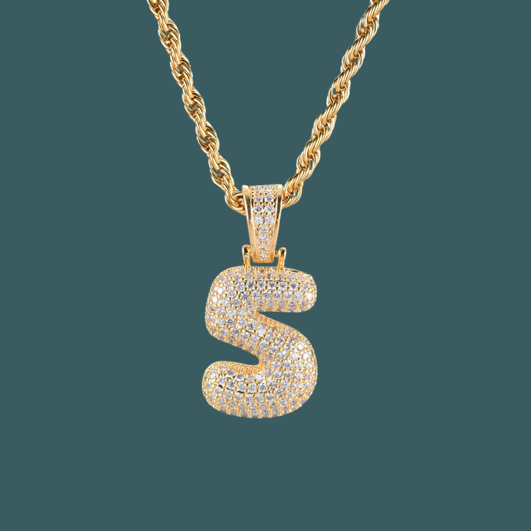 Custom Number Pendant - Bubble Initial【無料ネックレス付属】