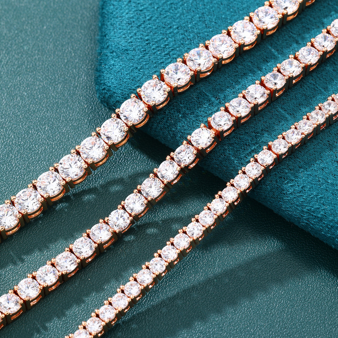 Tennis Chain Set 3mm - Rose Gold (ネックレス&ブレスレット)