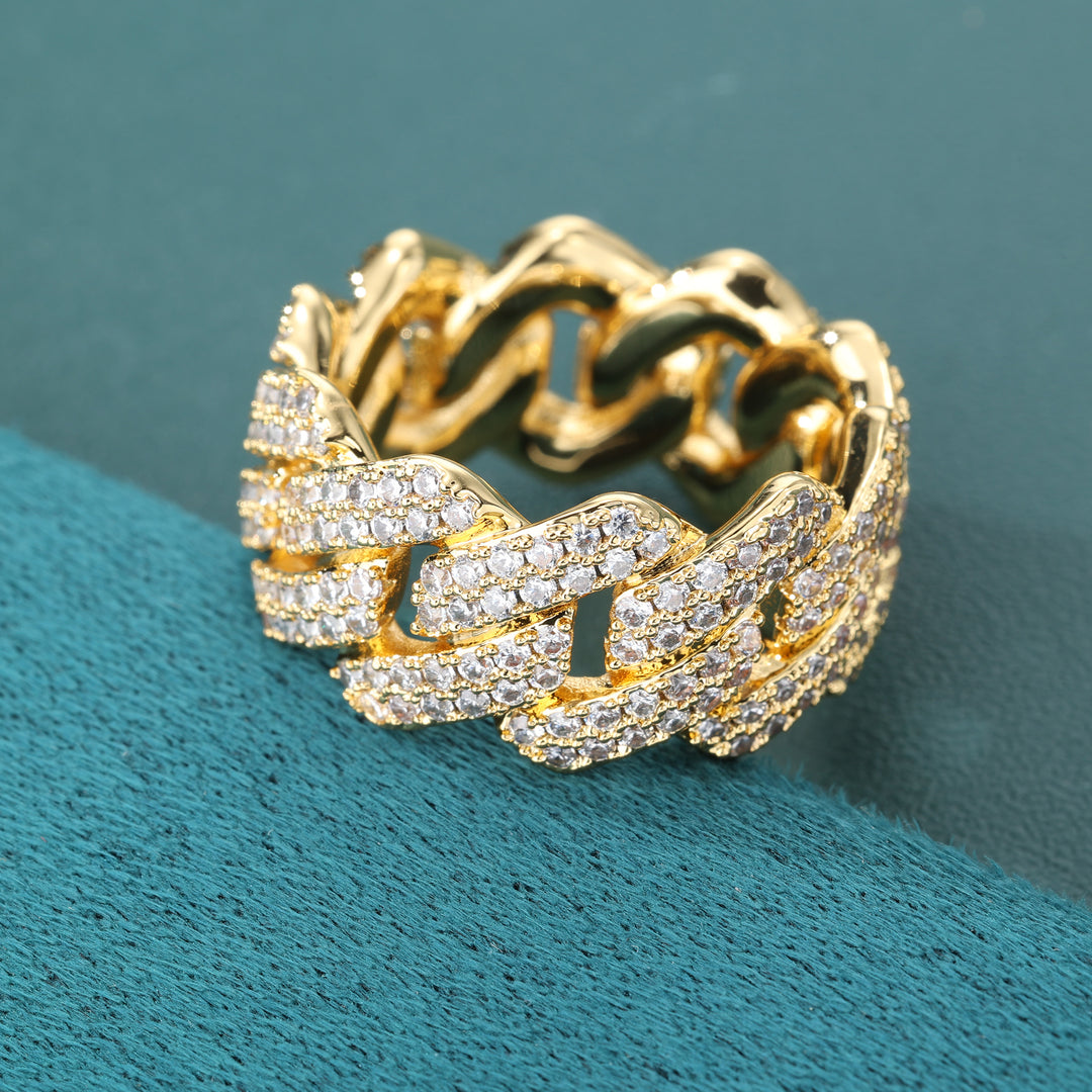 Diamond Prong Cuban Ring - 11mm (18K Gold)