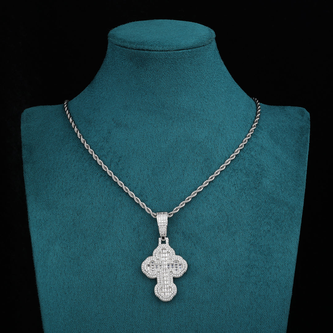 Sacred Glow Cross Pendant - (White Gold)【無料ネックレス付属】