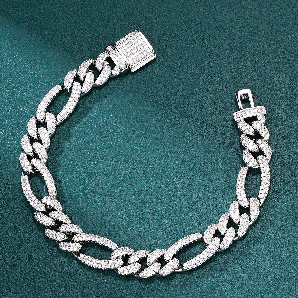 Figaro Bracelet - 10mm (White Gold)