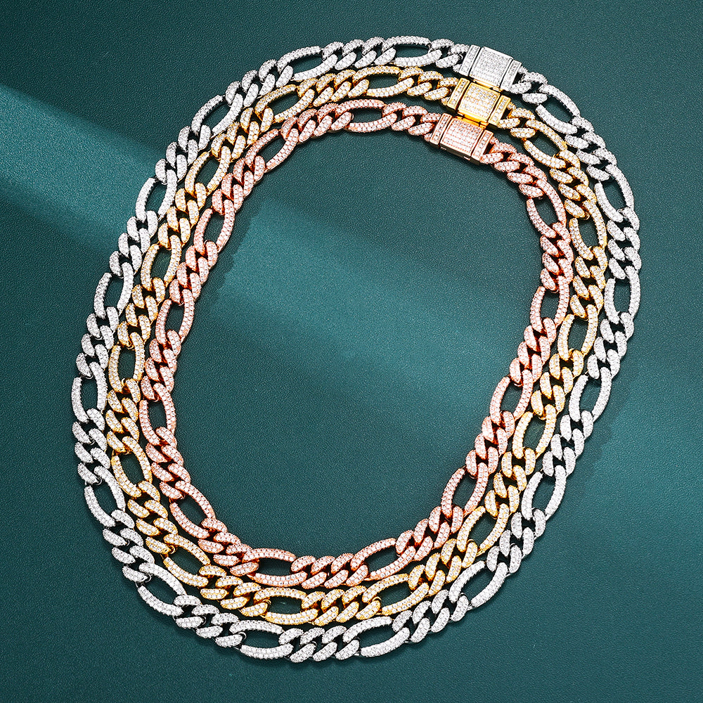 Figaro Chain - 10mm (White Gold)