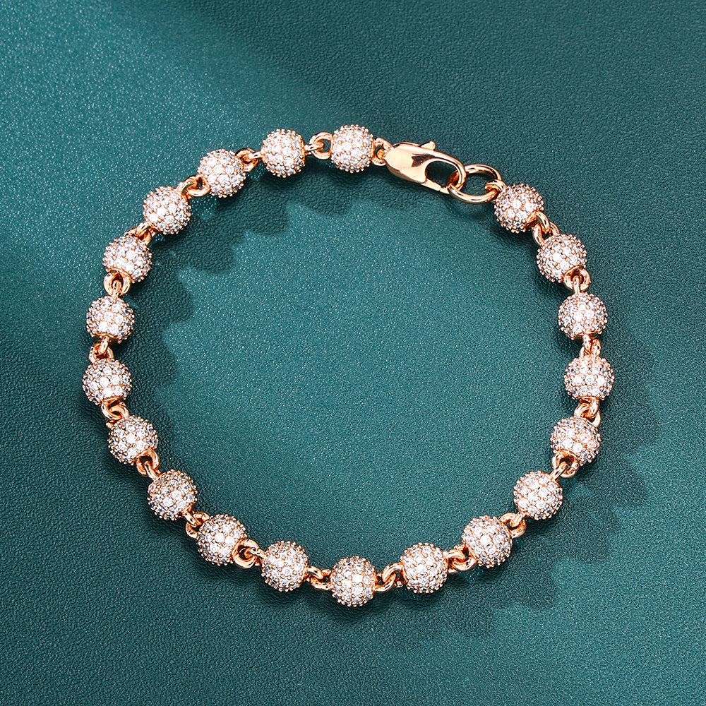 Iced Ball Bracelet - 6mm (Rose Gold)