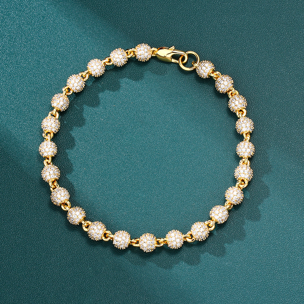 Iced Ball Bracelet - 6mm (18K Gold)