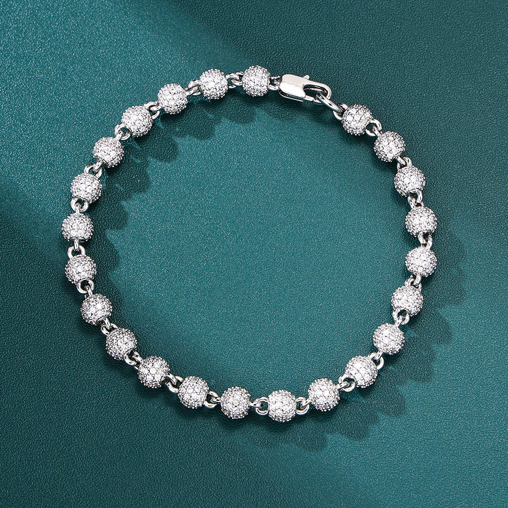 Iced Ball Bracelet - 6mm (White Gold)