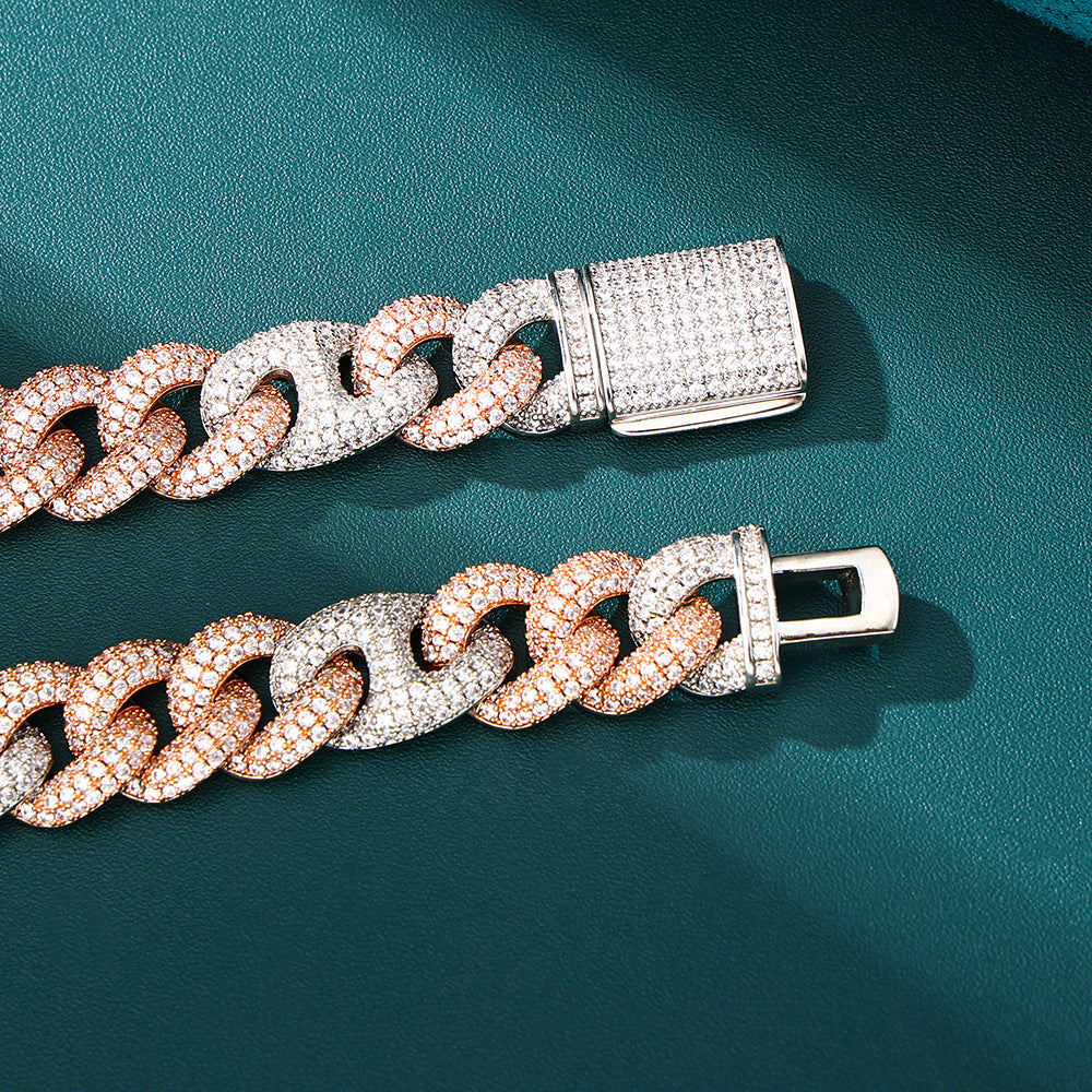 Gucci Cuban Chain -15mm (2Tone White/Rose Gold)