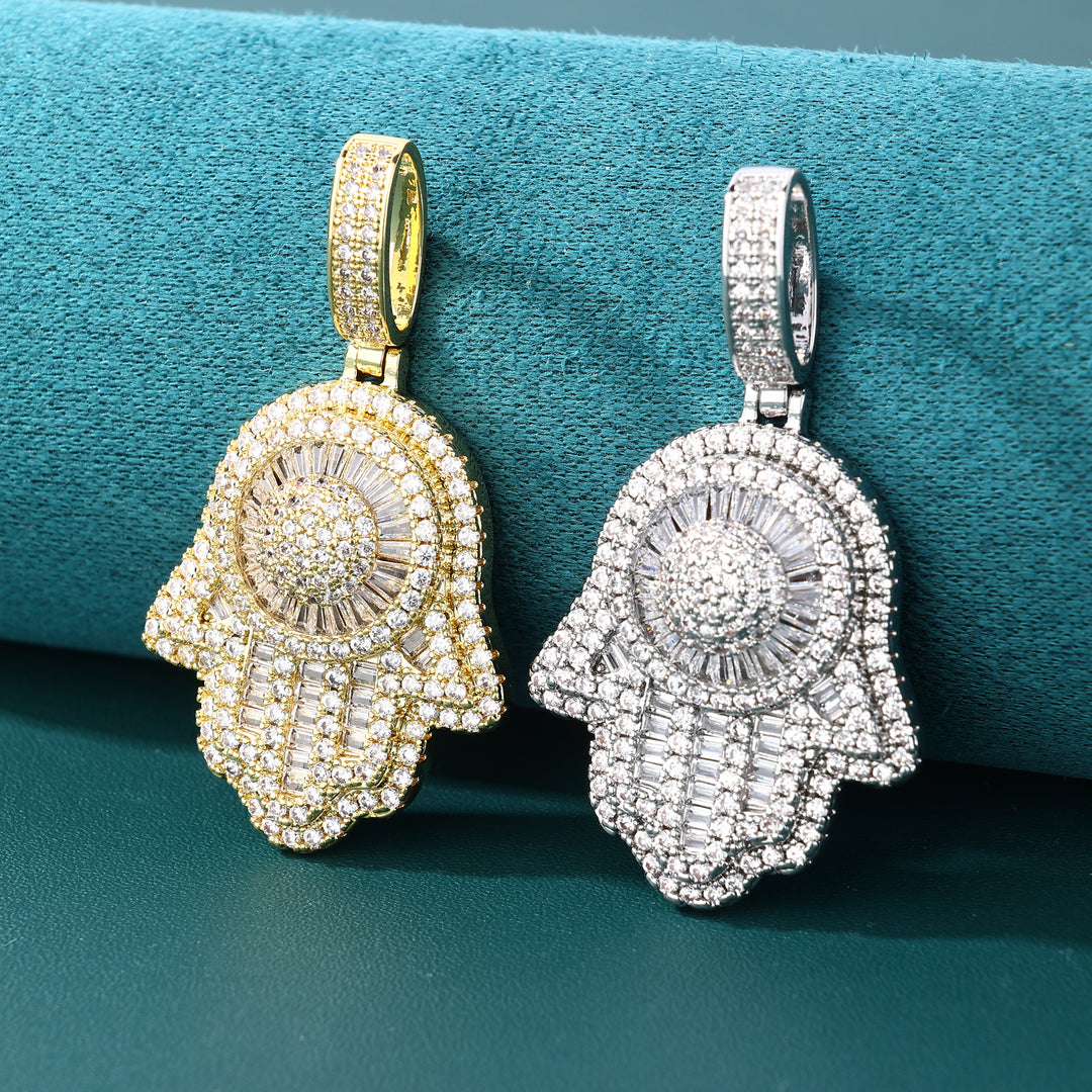 Hamsa Shine Pendant - (18K Gold)【無料ネックレス付属】