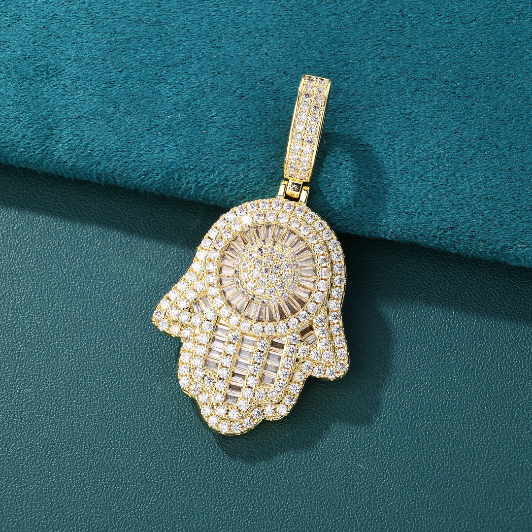 Hamsa Shine Pendant - (18K Gold)【無料ネックレス付属】