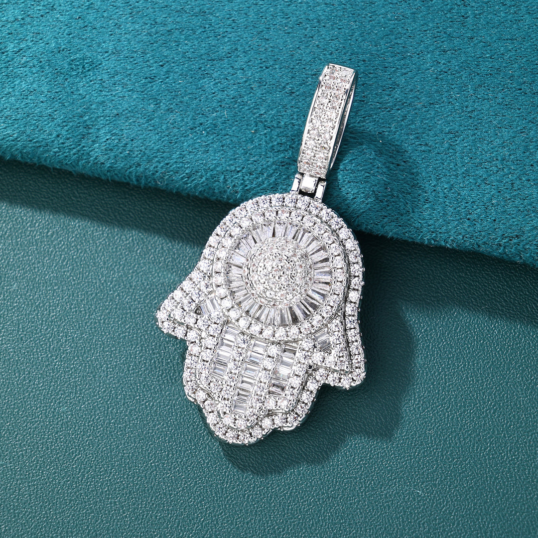 Hamsa Shine Pendant - (White Gold)【無料ネックレス付属】