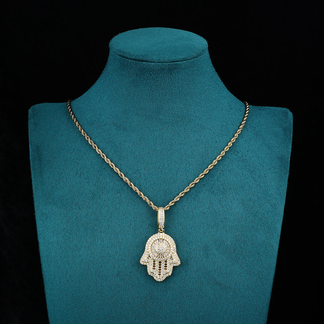 Hamsa Shine Pendant - (18K Gold)【無料ネックレス付属】