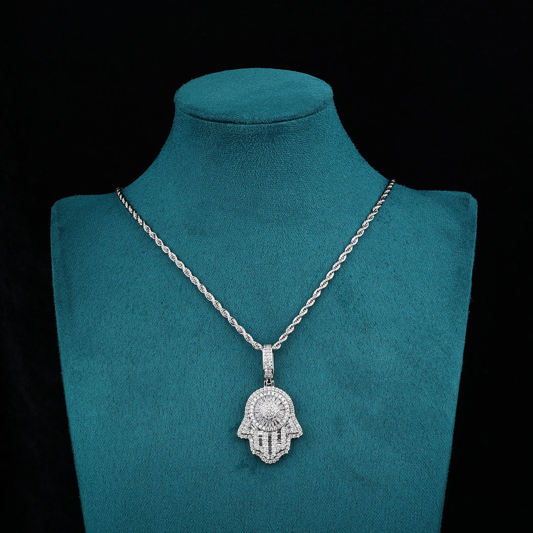 Hamsa Shine Pendant - (White Gold)【無料ネックレス付属】