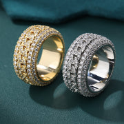 Spin Cuban Ring (White Gold)