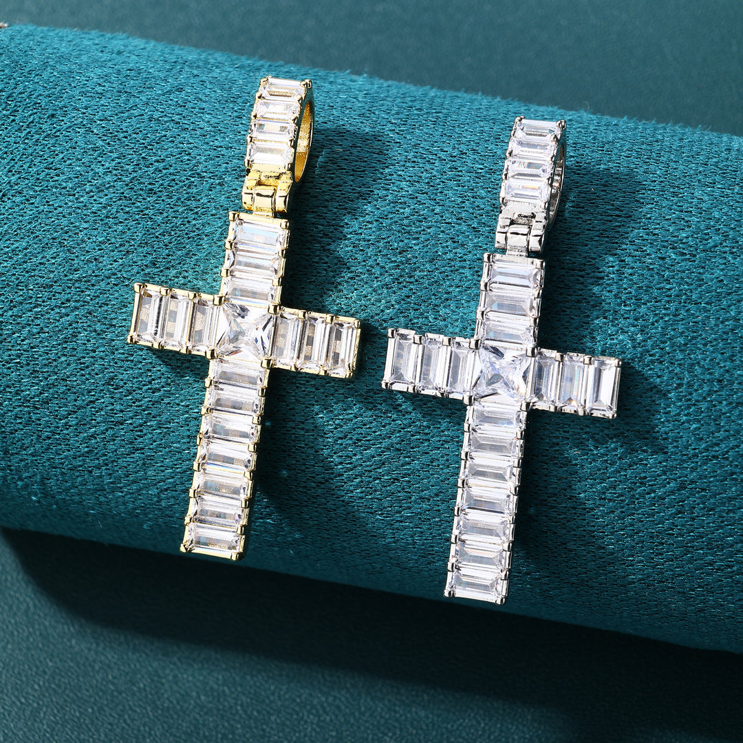 Ice Bar Cross Pendant - (18K Gold)【無料ネックレス付属】