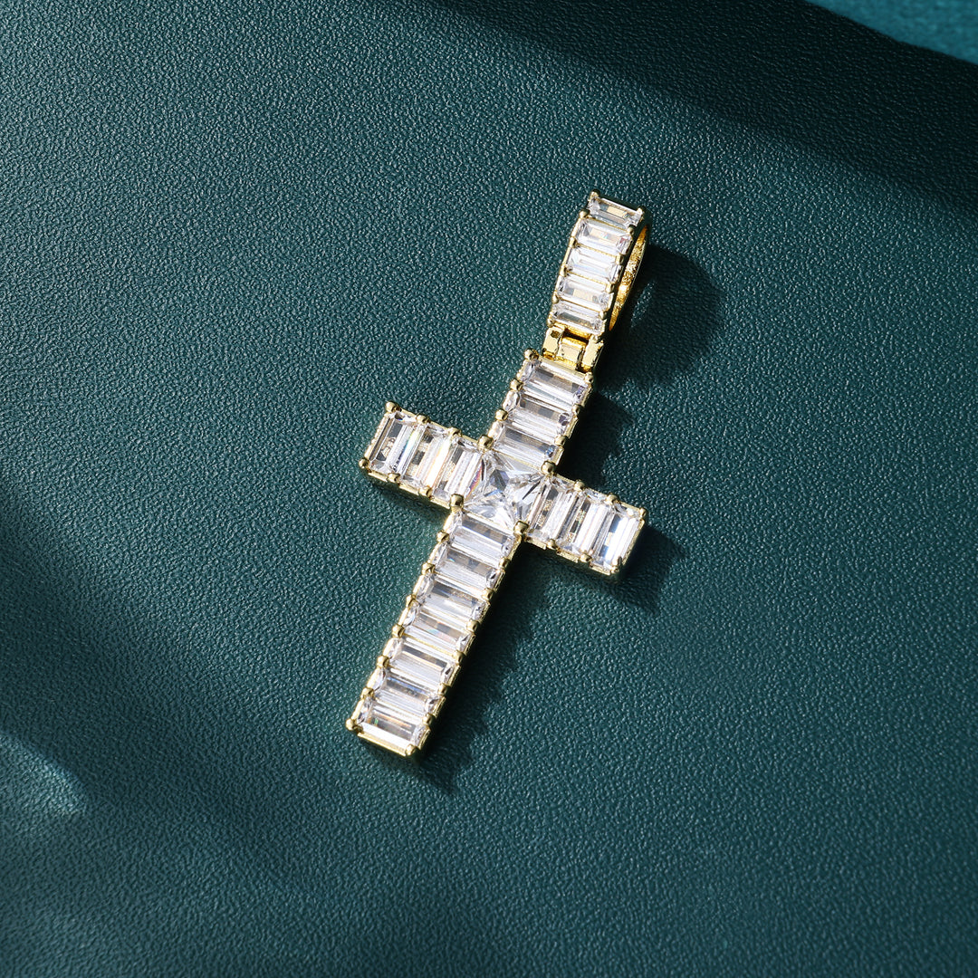 Ice Bar Cross Pendant - (18K Gold)【無料ネックレス付属】