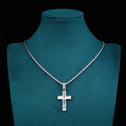 Ice Bar Cross Pendant - (White Gold)【無料ネックレス付属】