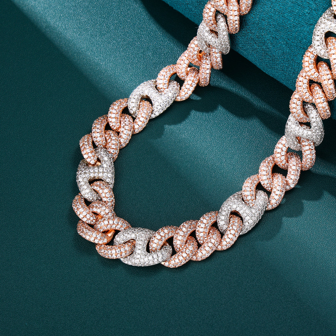 Gucci Cuban Chain -15mm (2Tone White/Rose Gold)