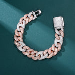 Load image into Gallery viewer, Gucci Cuban Bracelet -15mm (2Tone White/Rose Gold)
