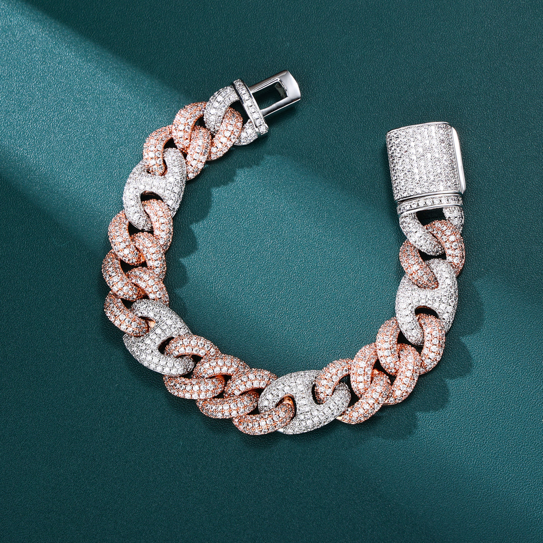 Gucci Cuban Bracelet -15mm (2Tone White/Rose Gold)