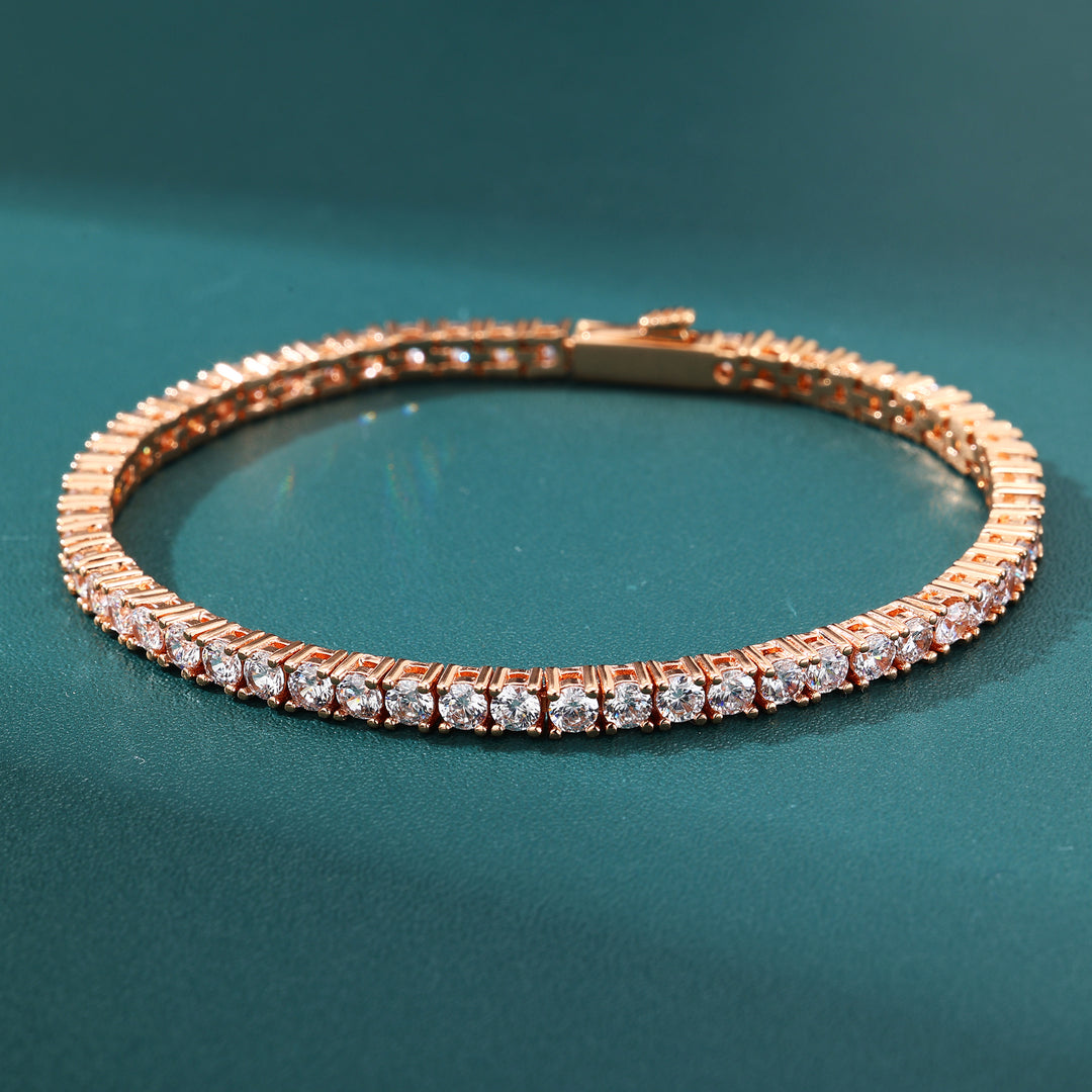 Tennis Chain Set 3mm - Rose Gold (ネックレス&ブレスレット)