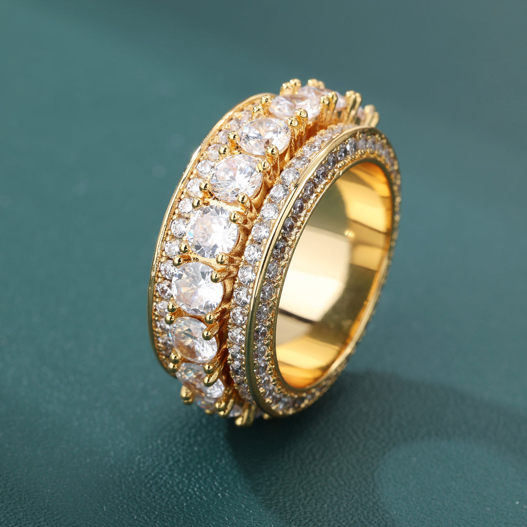 Spinning Layered Diamond Ring - 10mm (18K Gold)