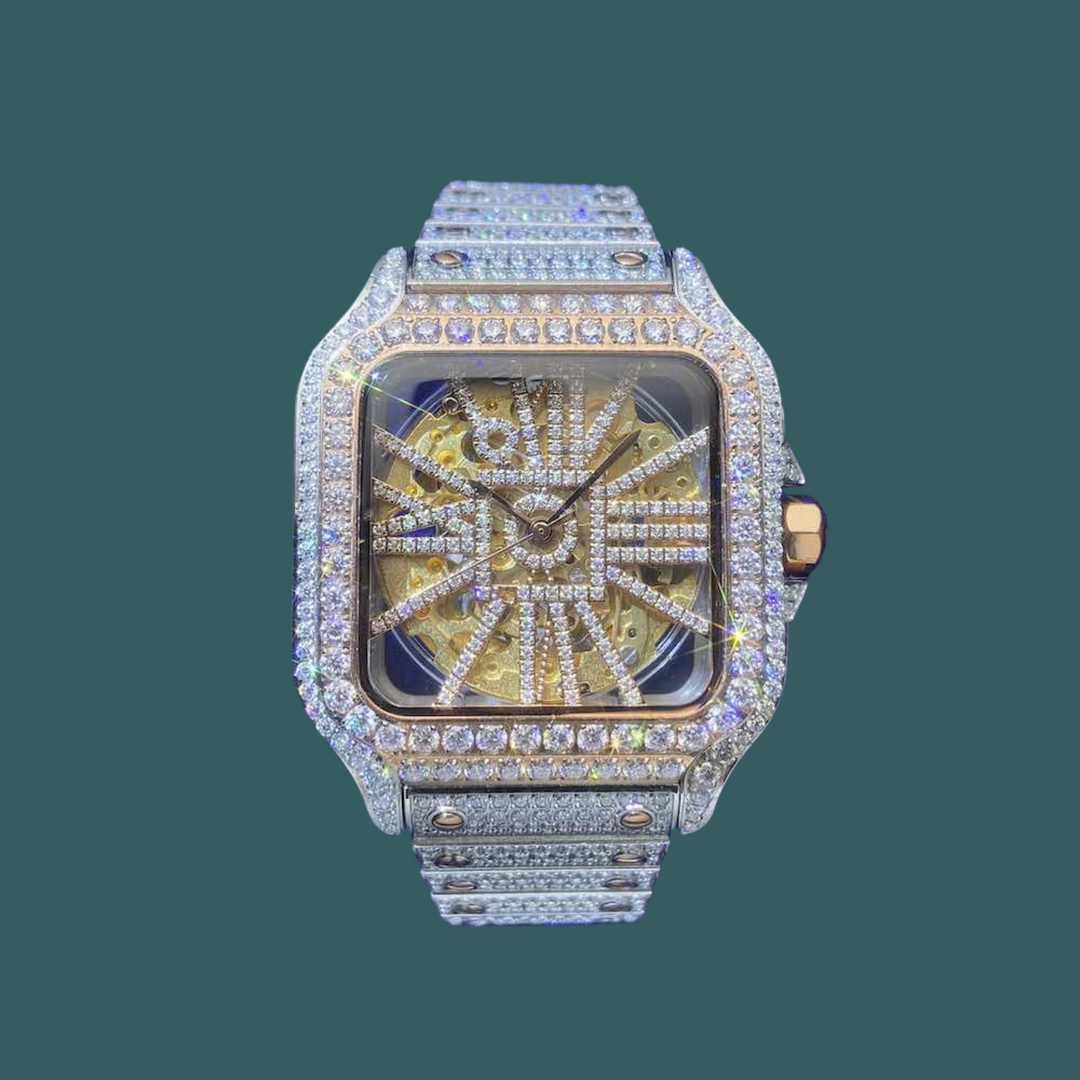 【Moissanite】Ice Out Skeleton Watch