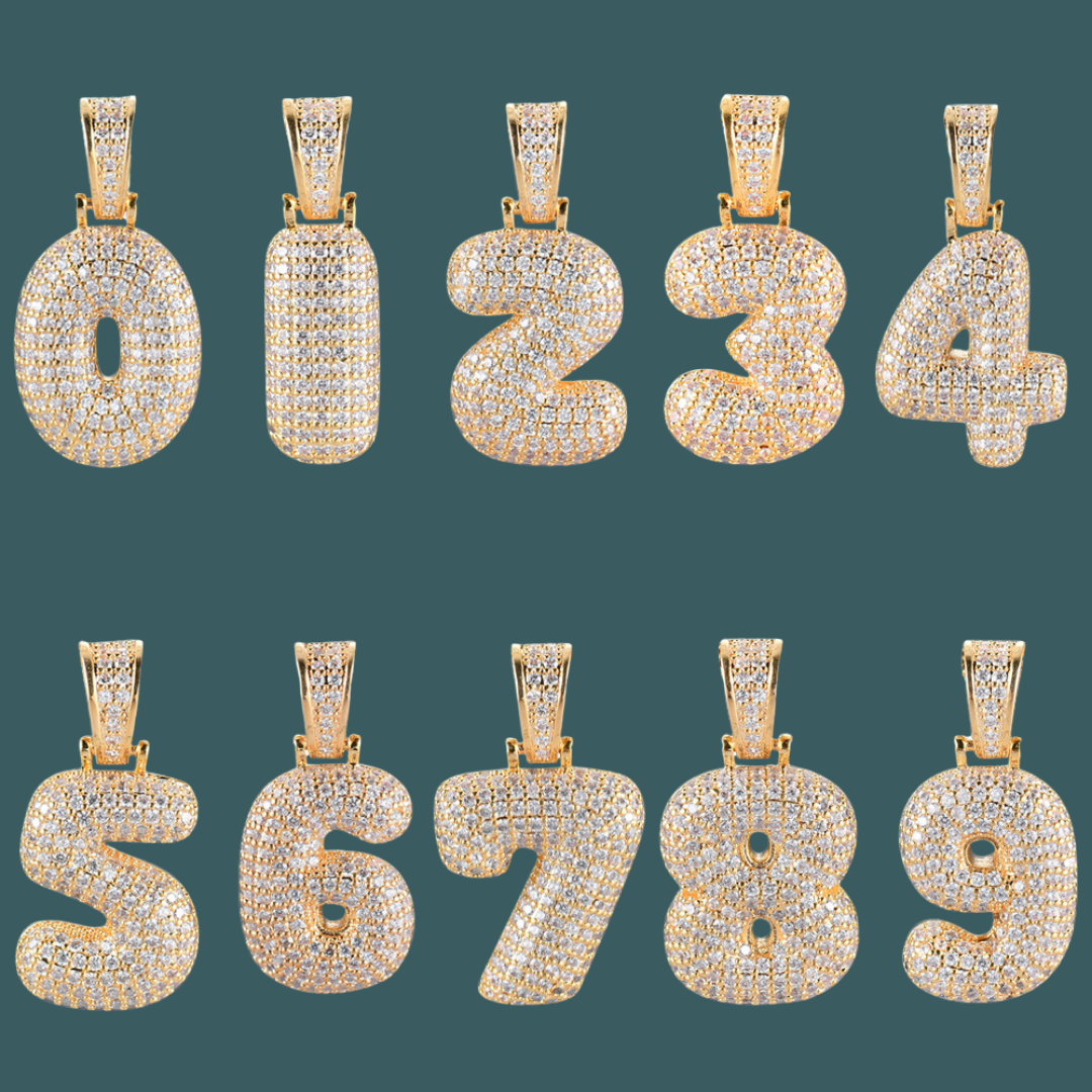 Custom Number Pendant - Bubble Initial【無料ネックレス付属】