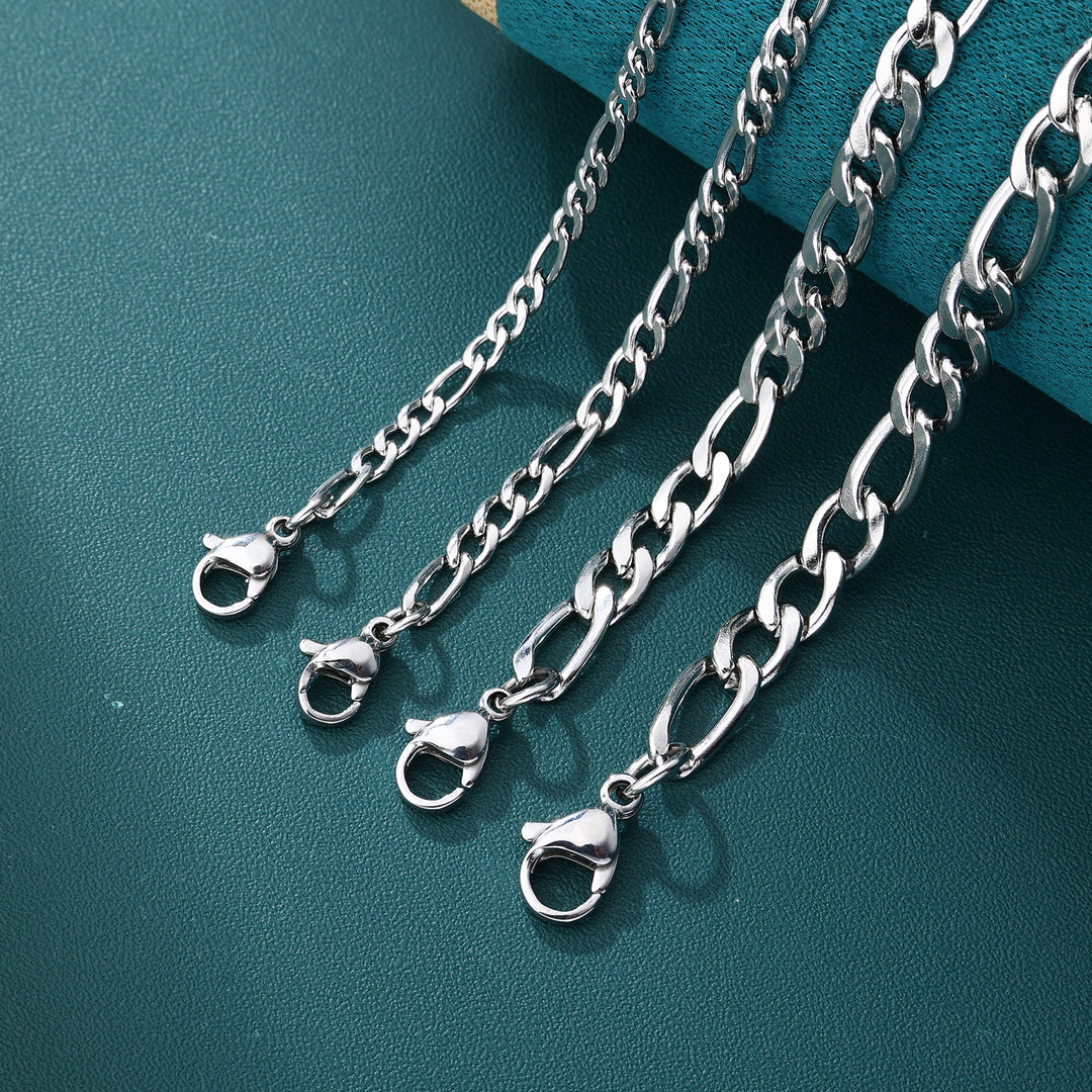 Figaro Link Chain - 4mm〜7mm (White Gold)