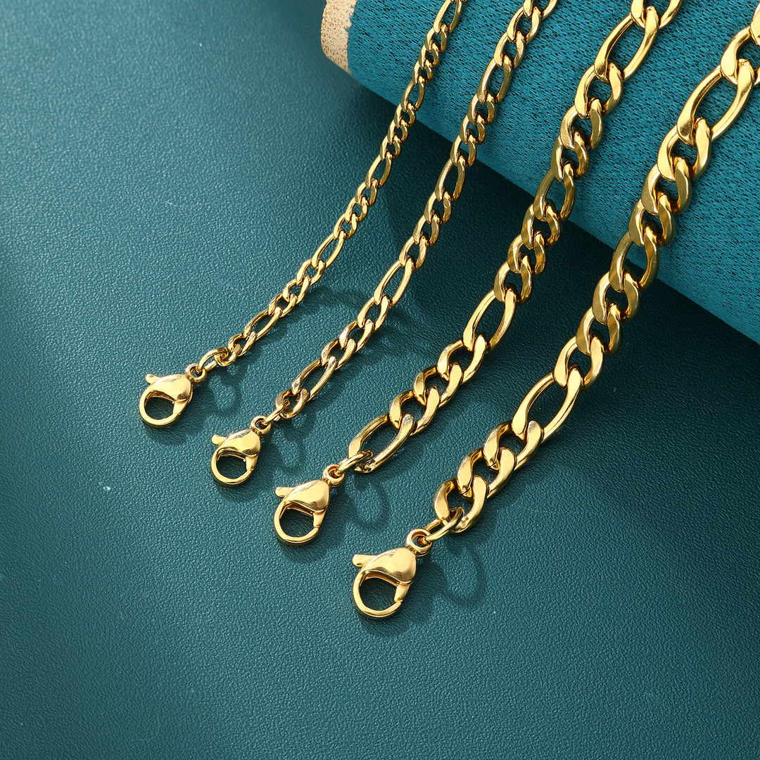 Figaro Link Chain - 4mm〜7mm (Gold)