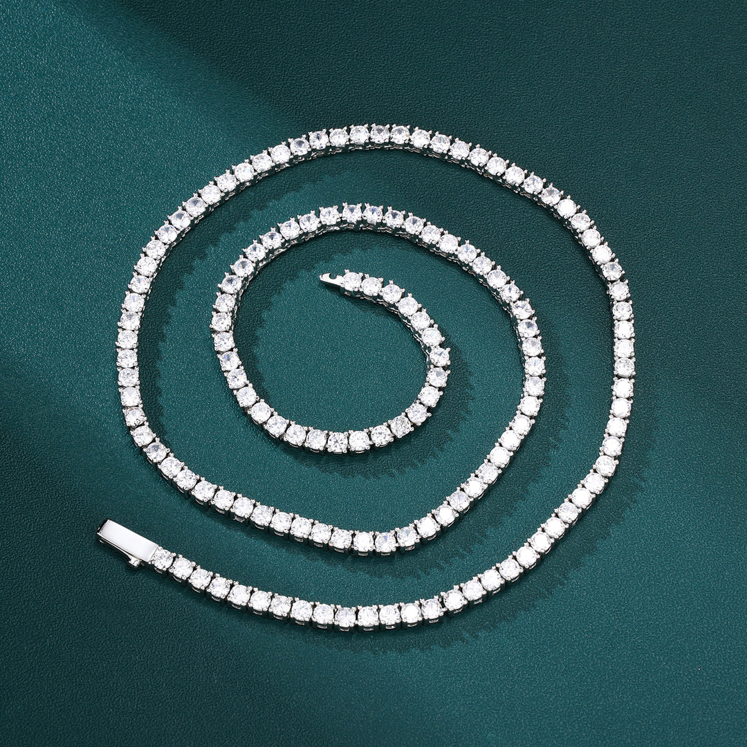 Tennis Chain Set 3mm - White Gold (ネックレス&ブレスレット)