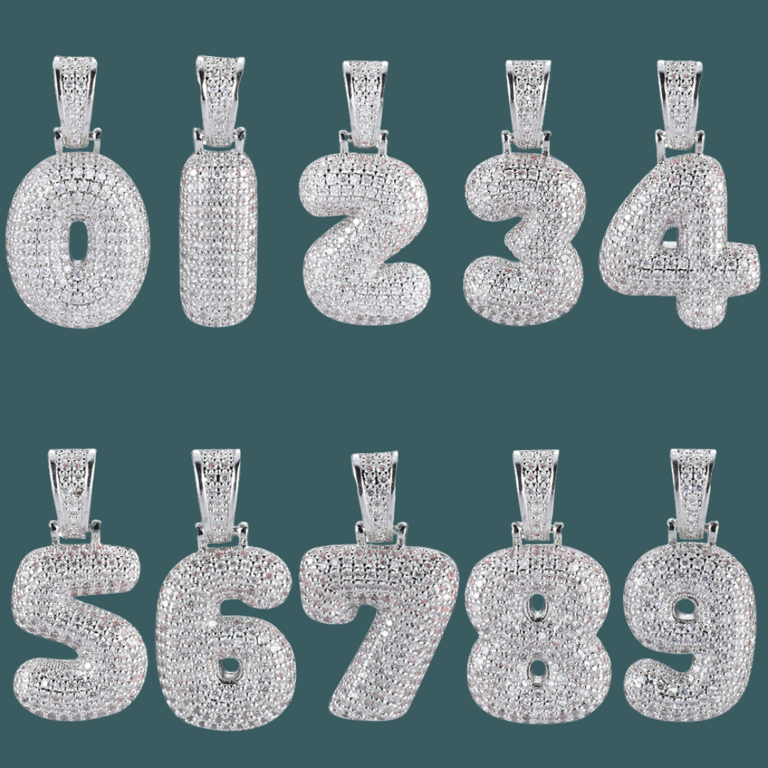 Custom Number Pendant - Bubble Initial【無料ネックレス付属】