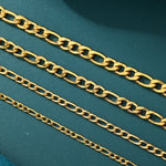 ギャラリービューアに画像を読み込み、Figaro Link Chain - 4mm〜7mm (Gold)
