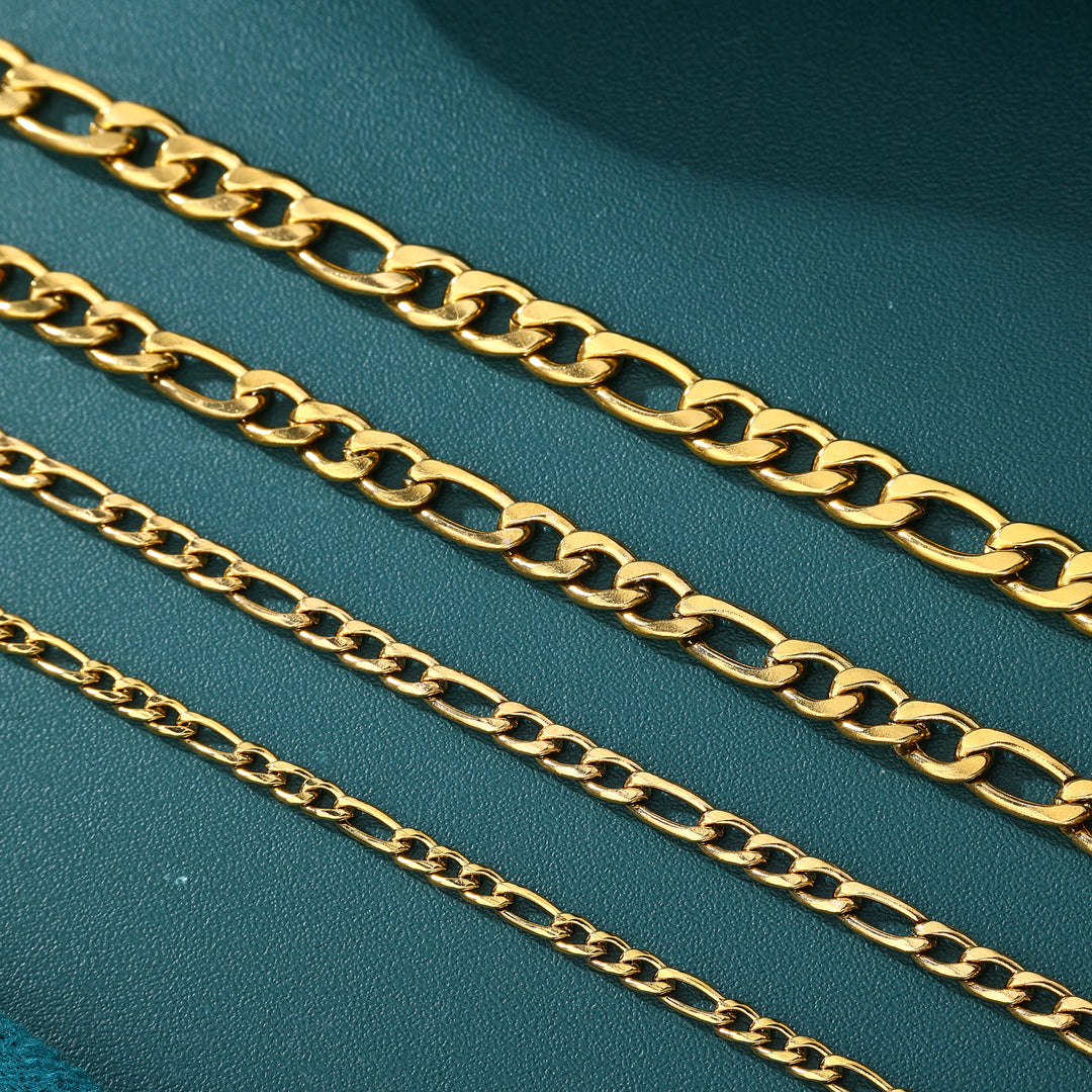 Figaro Link Chain - 4mm〜7mm (Gold)