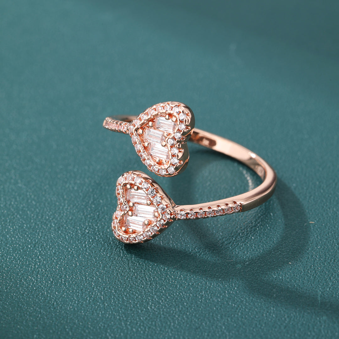 Eternal Duo Heart Ring - 17mm (Rose Gold)