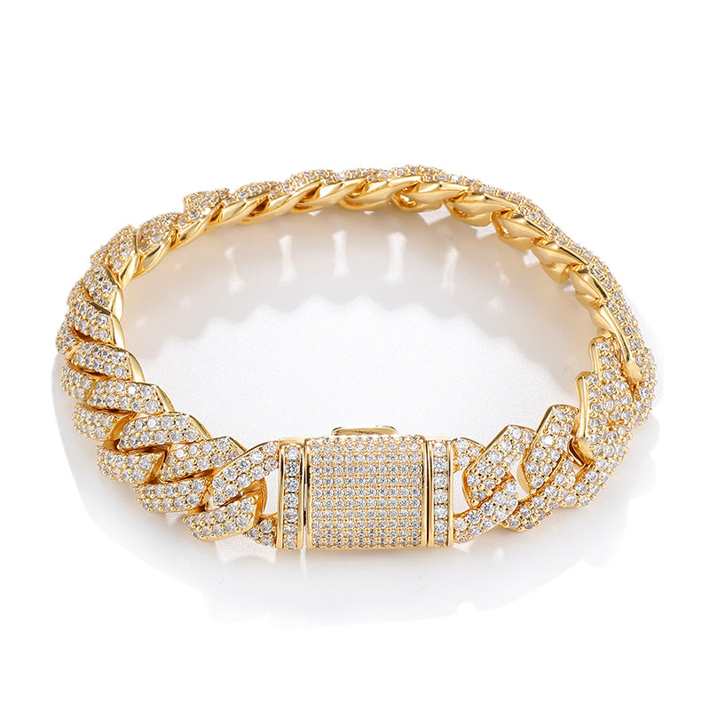 Prong Cuban Bracelet - 14mm (18K Gold)